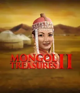 Discover the captivating history of Mongolia with Mongol Treasures 2 slot by Endorphina, highlighting a beautiful Mongolian woman dressed in traditional attire against a golden Mongolian steppe backdrop. This graphic evokes the spirit of Mongolian tradition, delivering a unique cultural journey. 